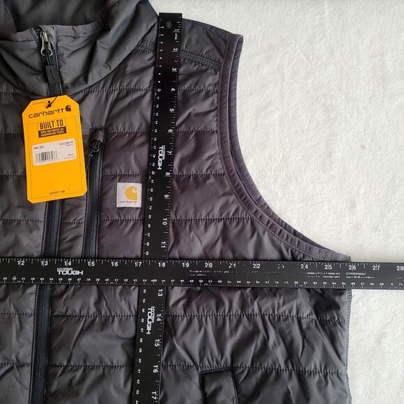 NWT Carhartt 2XL Shadow Gray Rain Defender Nylon Insulated Mock Neck Vest Hiking - Picture 8 of 9
